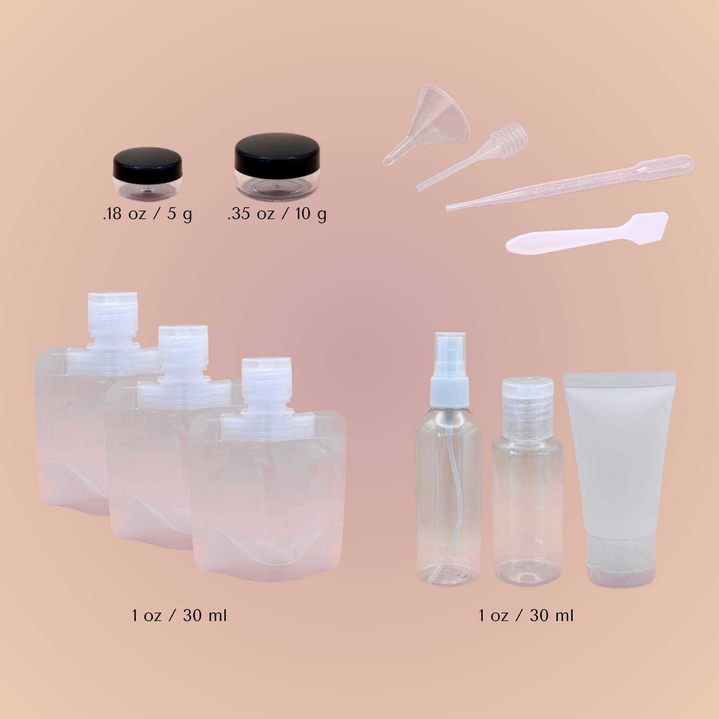 12 Piece Refillable Travel Set - Small (30ml)