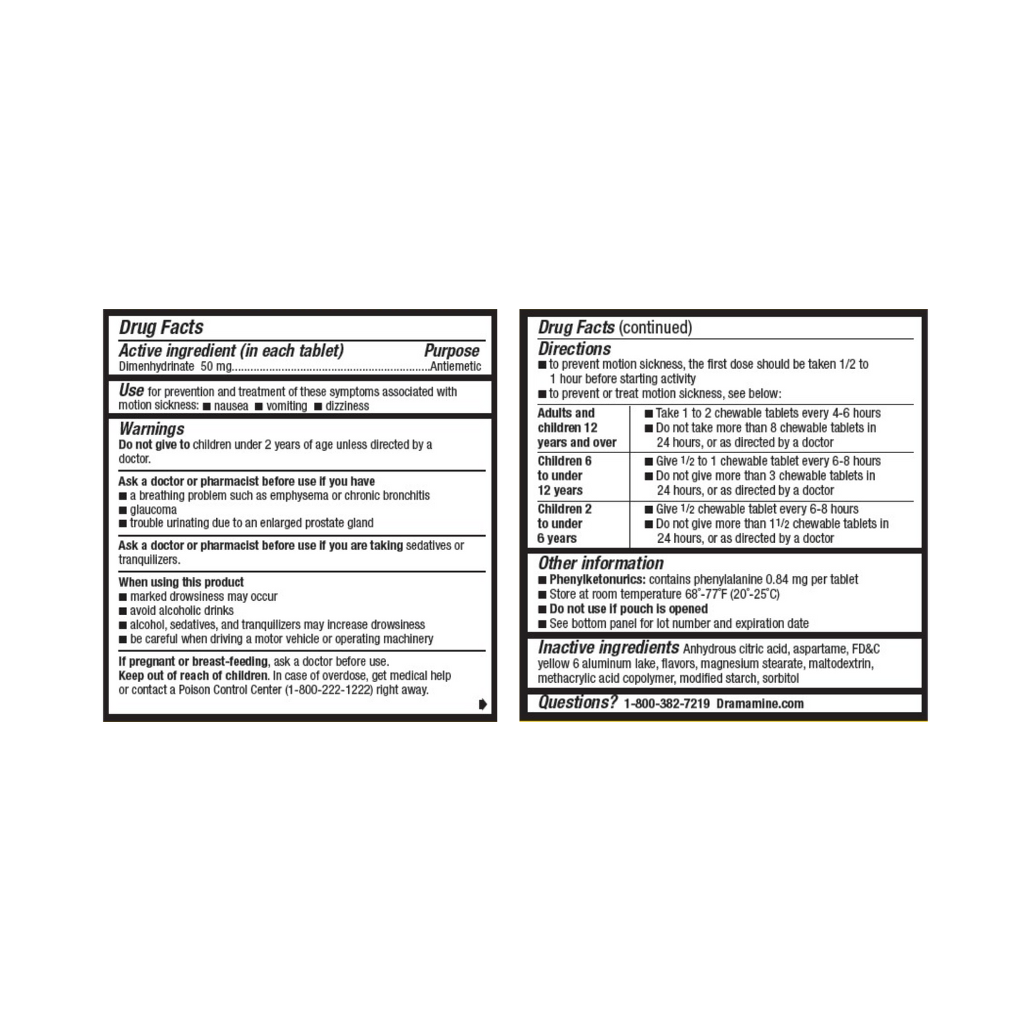 Dramamine Motion Sickness Relief Tablets, 2-Pack